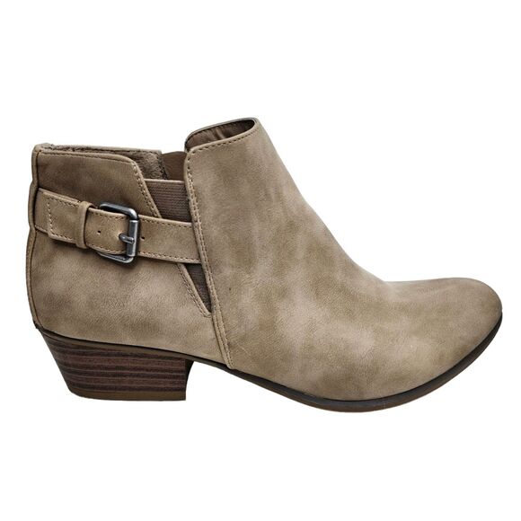 Esprit Tally Ankle Booties Womens 9.5M Taupe Faux Suede Side Zip Buckle Casual - Picture 3 of 9